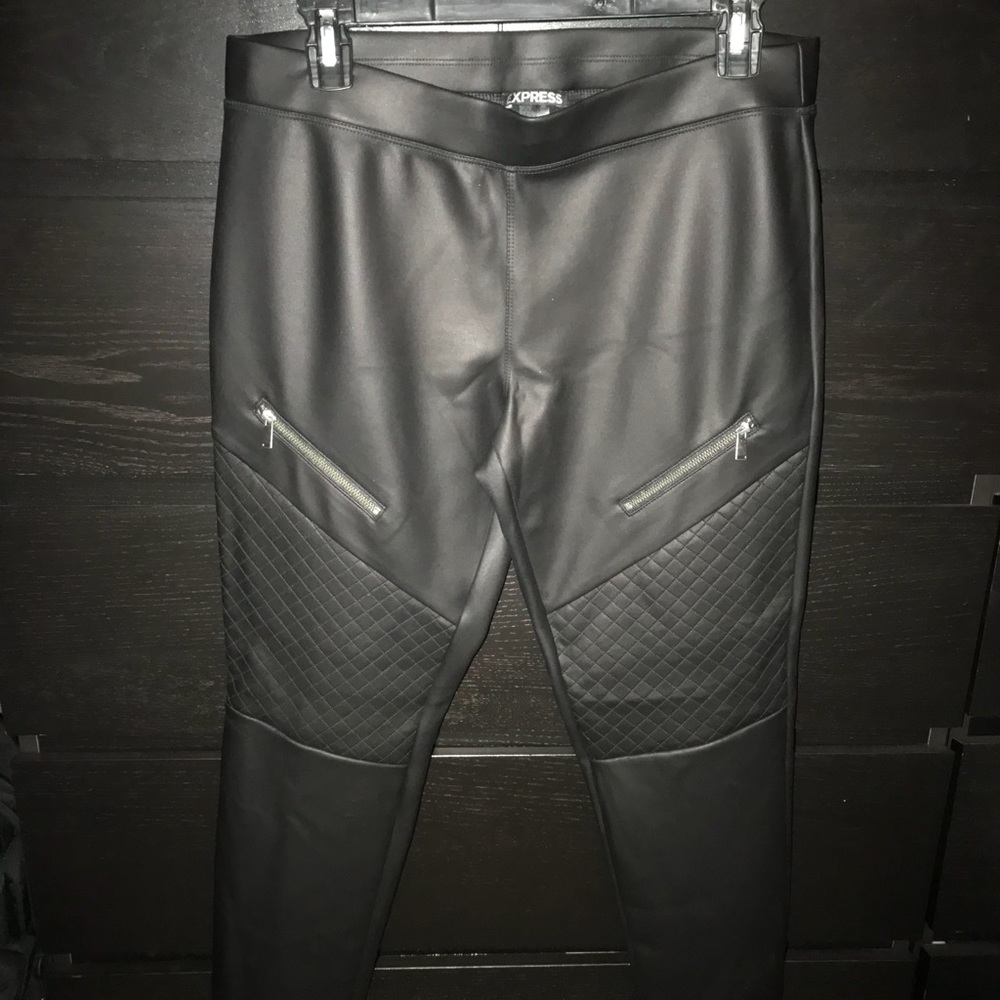 Express faux leather leggings with zippers